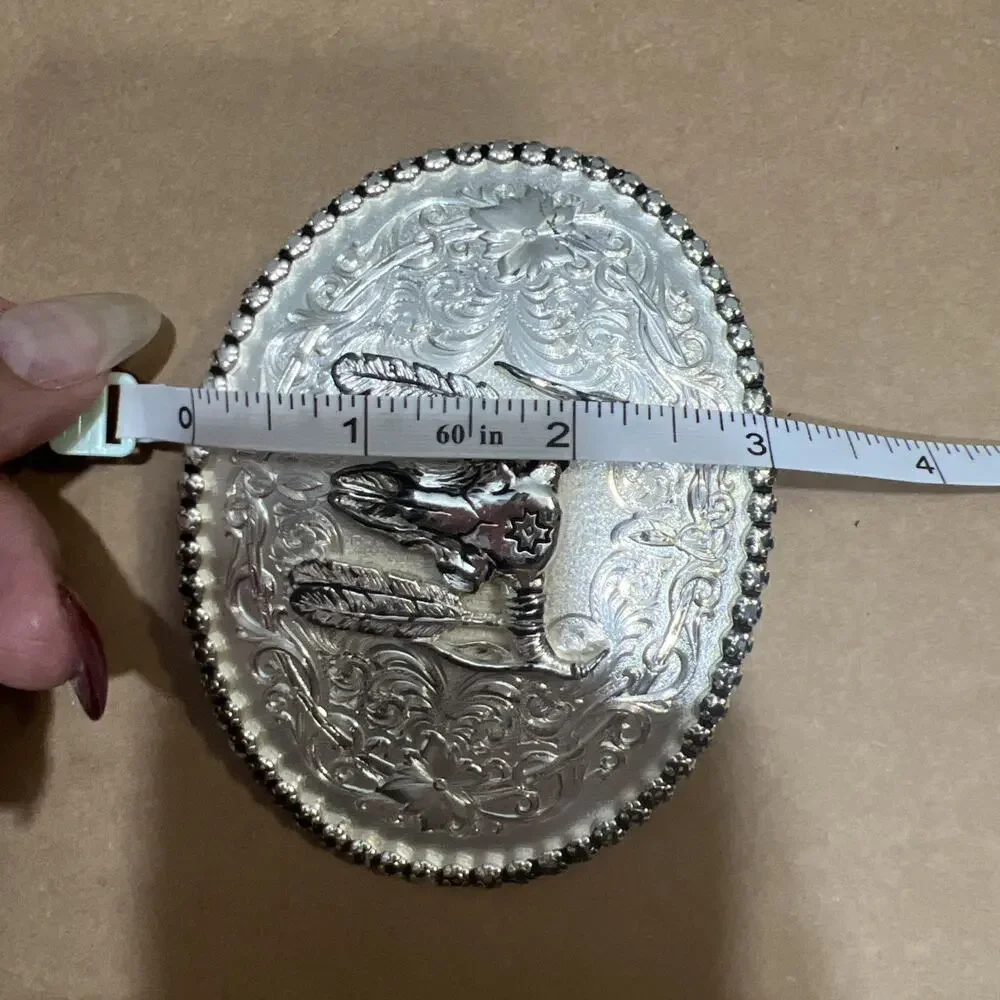 Montana Silversmiths Buffalo Bull Skull Feather Buckle Cowboy Western Buckle